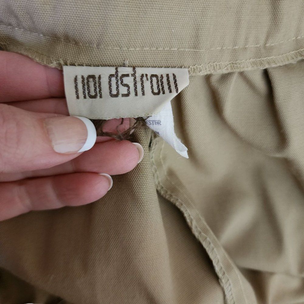 Vintage 80s Straight Midi Skirt Womens Size 10 Khaki Tan Side Buttons Office Bas — image 6 of 8
